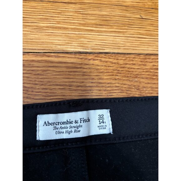 Abercrombie Fitch Ankle Straight Ultra High Rise Jeans Sz 14 Black Denim Leather - Picture 4 of 6